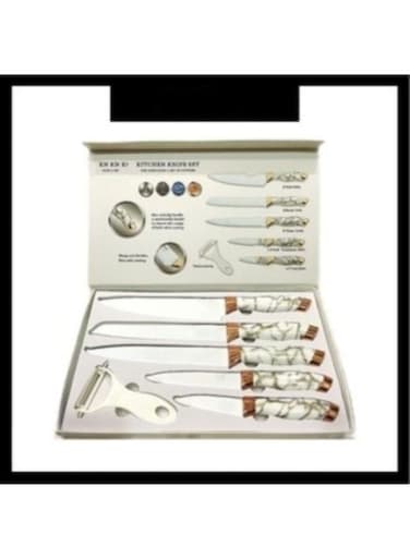 in 1 Stainless Steel Beautiful White Marble Handle Blade Kitchen Knife