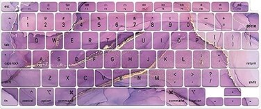 US Layout English language Silicone Keyboard Cover Skin For MacBook Air 13" 2020 With Touch ID Model:- A2179/A2337 M1 Chip, Keyboard Accessories" Purple Marble