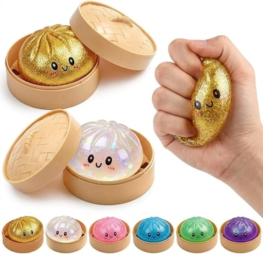 1PCS Random Color Dumpling Squishies Mystery Box,  Mystery Glitter Dumpling Squishies Toy Gift Box, Colorful Stress Balls Fidget Sensory Toy Desk Toys for Kids Adults" Random