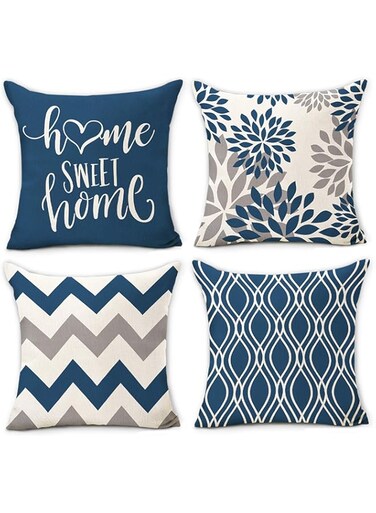 NALACAL Pillow Covers 18x18 Set of 4, Blue Geometric Throw Pillow Covers - Decorative Couch Pillow Cover for Sofa, Cushion Case Outdoor Home Decoration 45x45cm
