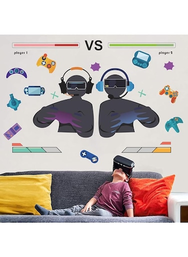 bpa Game Room Decor Gamer Wall Decals Boys Room Decor Eat Sleep Game Wall Decal Wall Stickers for Bedroom Playroom Wall Decor (Game Duo)
