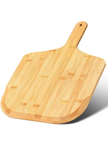 THE WHITE SHOP Pizza Peel, Bamboo Pizza Board Wooden Pizza Paddle Spatula Oven Accessory for Baking Homemade Pizza, Wood Cutting Board for Cheese Bread Fruit Vegetables