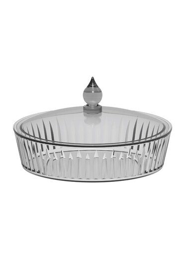 Acrylic Round Tray Comes with Stylish Lid Suitable for Storing Small items 30CM