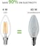 E14 LED Light Bulb, LED Candle Bulbs Small Screw, 4W 470lm, 40W Equivalent E14 C35 Bulb Vintage, Warm White 2700K, 360&deg; Beam, Non Dimmable, Filament Bulbs for Chandeliers and More, Pack of 6
