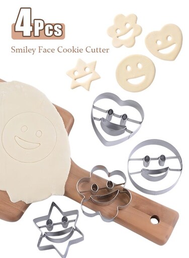 face stainless steel cookie mold 3D cake mold,4 Pcs Cutters Diy Cookie Cutters Cookie Making Tool Holiday Cookie Cutter Cookie Cutters for Baking Cookie Cutters Metal Cookie Mold Baking Tool