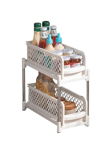 Beauenty Pull Out Spice Rack Organizer for Inside Kitchen Cabinets - 18.5/26.7cm Wide - Slide Out Drawer &ndash; Sliding Spice Cabinet Organization Shelf Racks - 2 Tier (W - 18.5 cm)