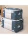 Large Clothes Storage Bag with Clear Windows and Strong Zipped Handles, Blanket, Bedding (Set of 2) (55X35X25 CM, NAVY BLUE)