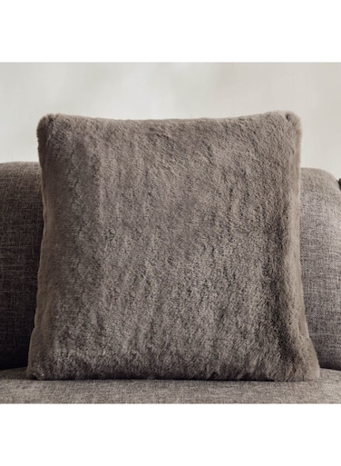 Box Faux Rabbit Fur Cushion - Grey - 50x50 cm