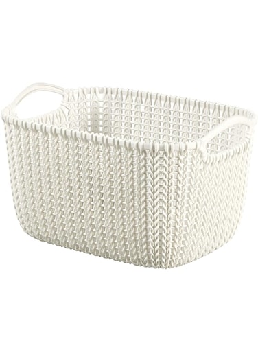 Curver,Knit,Small Rectangular Basket,with 2 hand,8L,Off White Color