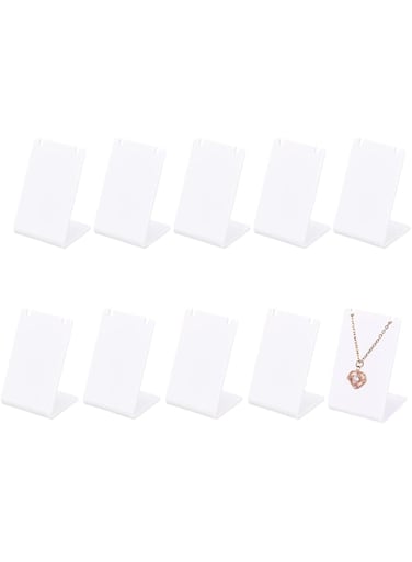 FINGERINSPIRE 10pcs Acrylic L Shape Necklace Display Stand White L-Shape Earring Holder Necklace Dangling Slant Back Display Rack Single Pair Earrings Displays Stand for Show props, Retail Store