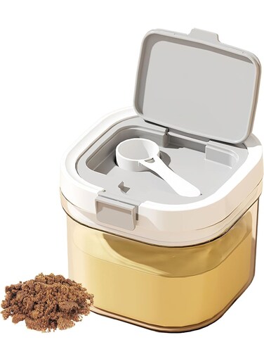 Sugar Storage Container, Kitchen Coffee and Dry Food Jar with Spoon, Stackable Airtight BPA-Free Canister, Easy-Clean Spill-Proof, 27oz Ideal for Coffee Flour Sugar Pantry, White