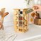 Spice Wooden Rack Organizer with Glass Jars &amp; Bamboo Lid - 16 Jar 360&deg; Rotating, Compact and Durable Kitchen Storage Solutions, 16 Jar Spice Cruet Set, Kitchen Counter Top Organizer. (16)