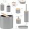 10 Piece Grey Bamboo Plastic Bathroom Accessories Set