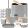 10 Piece Grey Bamboo Plastic Bathroom Accessories Set