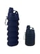 Collapsible BPA-Free Silicone Water Bottle - Foldable &amp; Reusable Sports Bottle for Outdoor Activities, Travel, Camping, Hiking - Perfect for Kids, Students, Women (Blue &amp; Black)