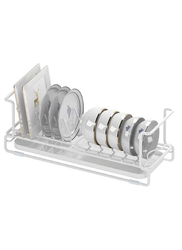 Kitchen Dish Drying Rack, Aluminum Compact Rustproof Dish Rack and Drainboard Set, Dish Drainer with Adjustable Drainage Channel, Removable Cutlery and Cup Holder