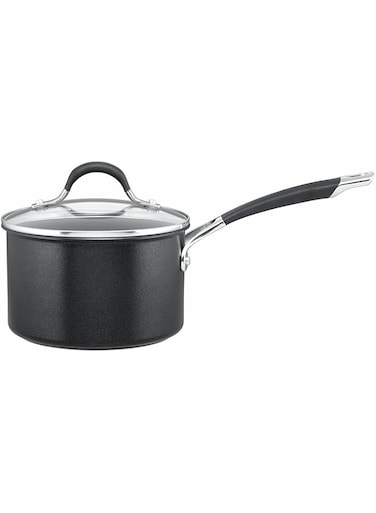 Circulon Momentum Saucepan with Lid 18cm, 2.8L - Non Stick Induction Saucepan with Toughened Glass Lid, Dishwasher Safe, Metal Utensil Safe Cookware, Black