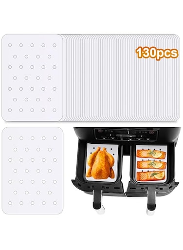 GNAFOTU 100Pcs Air Fryer Baking Parchment, Disposable Air Fryer Baking Papers Compatible,Non-Stick Parchment Baking Paper Air Fryer Accessories with Holes