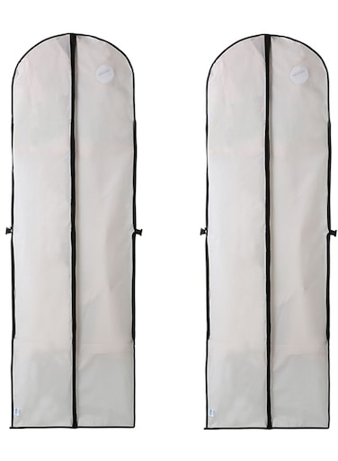 Garment Bags for Hanging Clothes 2 PCS Garment Storage Bags Suit Bags Dress Bag for Storage Hanging Clothes Covers Storage Protector Long Dress Bags for Gowns Closet Storage and Travel