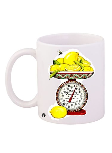 Lemon Printed Coffee Mug White/Green/Red