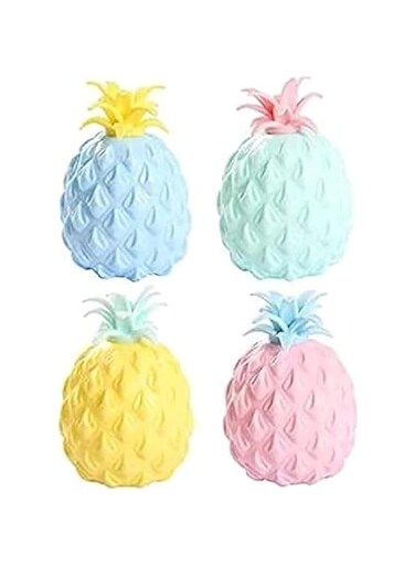 ECVV 4 Pcs Pineapple Stress Ball, Fidget Toys Ball for Pressure Release Party Gifts (Random Color) (LC-BFIDGET01)