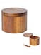 . Salt Cellar, Salt Box, Wooden Spice Box, Salt Container, Salt Jar with Swivel Magnetic Lid and Spoon to Storage Bath Salt Sea Salt Spices Pepper, Acacia Wood, 9 x 7 cm