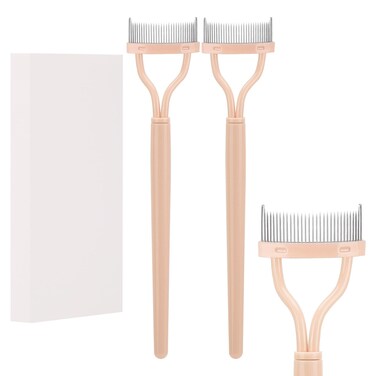 BTYMS 2 Pcs Eyelash Separator Tool Mascara Brushes Eyelash Comb Separator Definer Lash Comb for Combing, Separating Lashes - Cinnamon