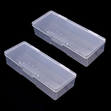 Rolabling 2Pcs Transparent Nail Art Tool Organizer Plastic Storage Box