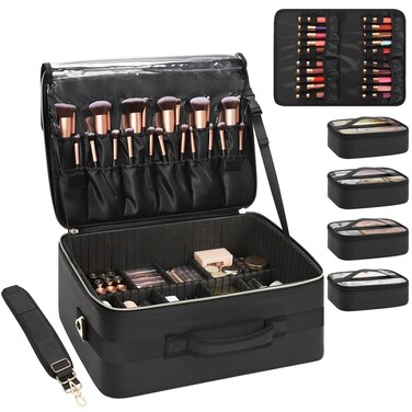 Relavel Extra Large Makeup Bag, Professional Makeup Train Case
