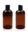 Neendohome 2-Pack 8 oz Empty Plastic Squeeze Bottles, Amber, Black Disc Cap