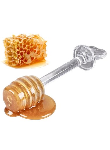 Acrylic Honey Dipper Stick Set (2PCS) with Heart Handle &acirc;&euro;&ldquo; Clear Honey Wand Drizzler Spoon for Honey Jar, Syrup, Tea &amp; Coffee, Reusable Food-Grade Honey Stirrer Kitchen Tool