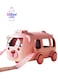 Bus Design Kids Water Bottle with Straw and Stickers, Portable Plastic Drinking Bottle for Girls, School &amp; Camping, with Shoulder Strap ( Pink )