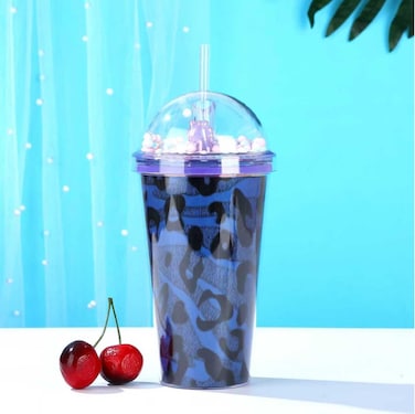 Fancy Capybara foam Tumblers Durable Cute Drinking Cup with Straw, Reusable Tumblers Semi Transparent Double Walled Tumblers