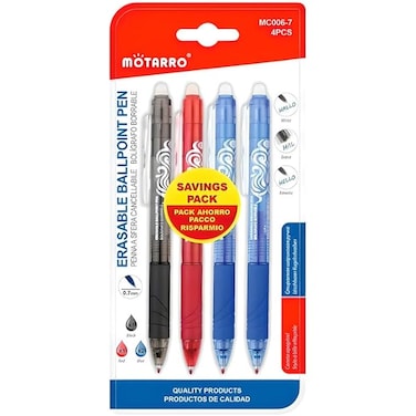 Fitto 4 Pieces 0.7mm Erasable Ball Point Pens, 14.5cm, Fine Tip Ink for Writing