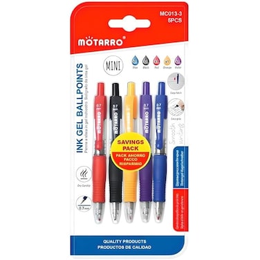 Fitto 5 Pcs 0.7mm Ball Point Gel Pens, 11cm, Assorted Colors