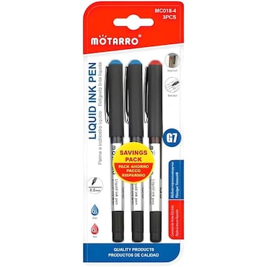Fitto 3-Piece 0.7mm Liquid Ink Pens 14cm - Red & Blue