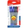 Fitto 6 pieces 1.0mm Smooth Ball Point Pens 14cm Assorted Color