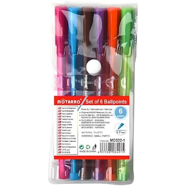 Fitto 6 Pieces 0.7cm Ballpoint Pens, 14.5cm, Assorted Colors