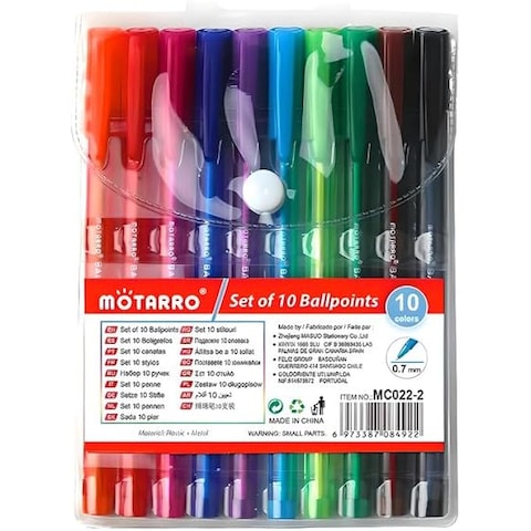 Fitto 7 Pieces Ball Point Pens, 14.5cm, Assorted Colors