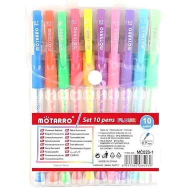 Fitto 10 Pieces Gel Pens - 0.7mm Fine Tip, 15cm Assorted Colors