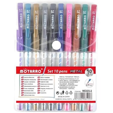 Fitto 10 Pieces 0.7mm Metallic Ball Point Pens 15cm Assorted Colors