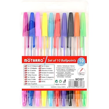 Fitto 10 Piece Ball Point Pens 1.0mm, 15cm, Assorted Colors, Office &amp; School Stationery