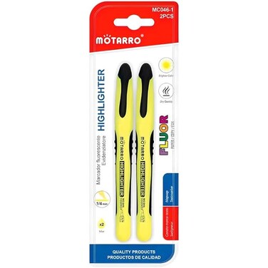 Fitto 2-Piece Yellow 1/4mm Highlighter Set, 14cm for School & Office