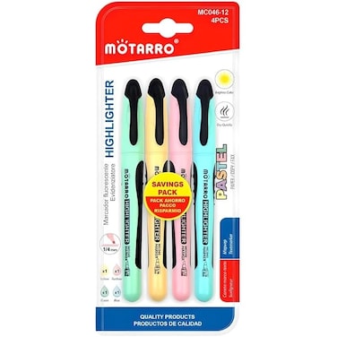 Fitto 1/4mm Highlighter - 14cm Assorted Colors, 4 Pieces