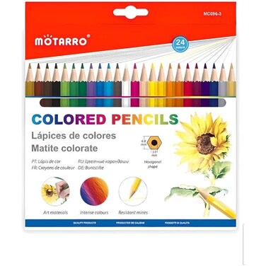 Fitto 24 Pieces 2.6mm Color Pencils 17.5cm 24 Colors for Drawing & Sketching