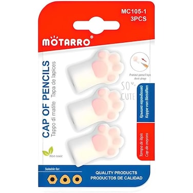 Fitto Cat Foot Pencil Caps 3 Set, 2.5x3.8cm, Pencil Tip Protectors