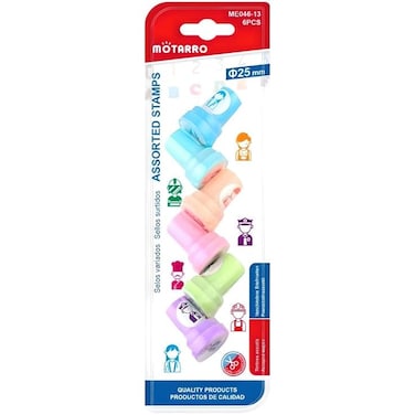 Fitto 6 Assorted Character Stamps, 25mm Size for Crafting and Creativity