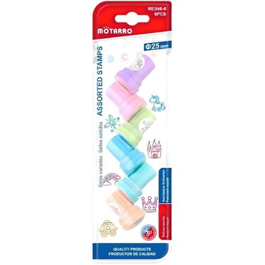 Fitto 6 Pieces Assorted 25mm Stamps for Office & Stationery