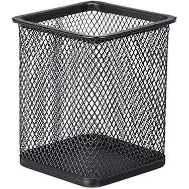 Fitto Square Pen Holder 10x8cm Black Desk Organizer for Office &amp; Home