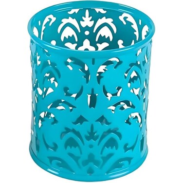 Fitto 1 Piece Pen Holder Round Shaped 8x9cm Sky Blue Desktop Organizer
